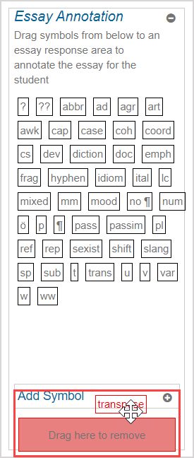 Click-and-drag the transpose annotation down to the highlighted area, which is under the Add Symbol heading.